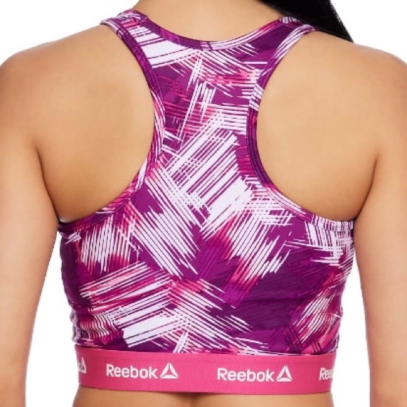Reebok Women’s Printed Medium Support Cropped Bra Tank Size Small Medium Large - Picture 2 of 14